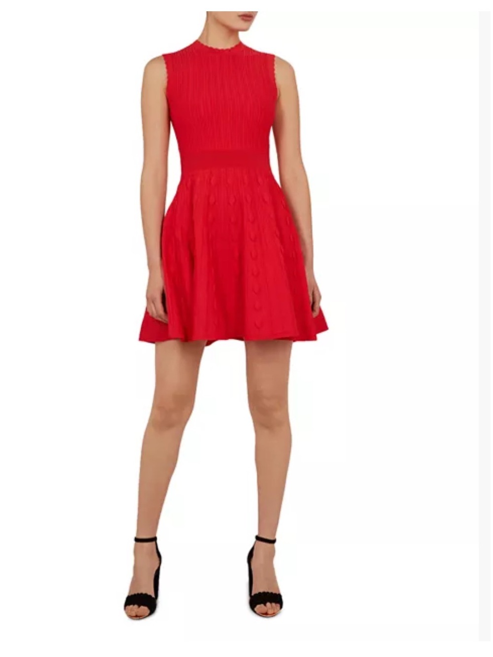 NWT Ted Baker Kamylia Scalloped Knit Skater Dress Bright Red Sz 3(M/8)